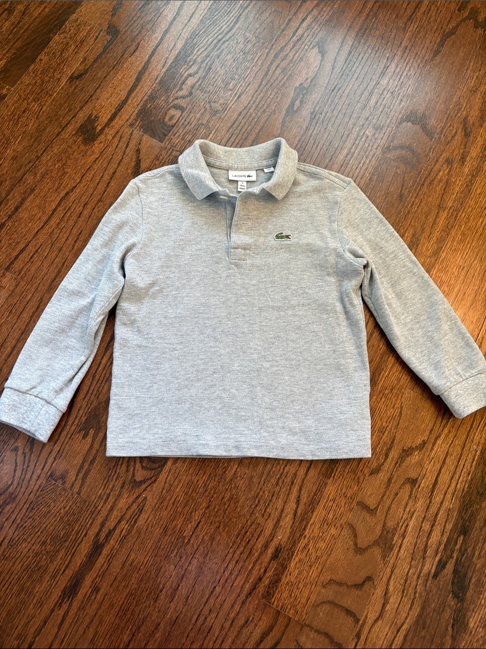Lacoste Kids Gray Long Sleeve Polo Size 5 Y 5 Years